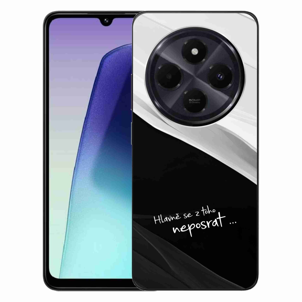 Gél borító mmCase a Xiaomi Redmi 14C/Poco C75-hez - vicces szöveg 13 fekete és fehér háttérrel