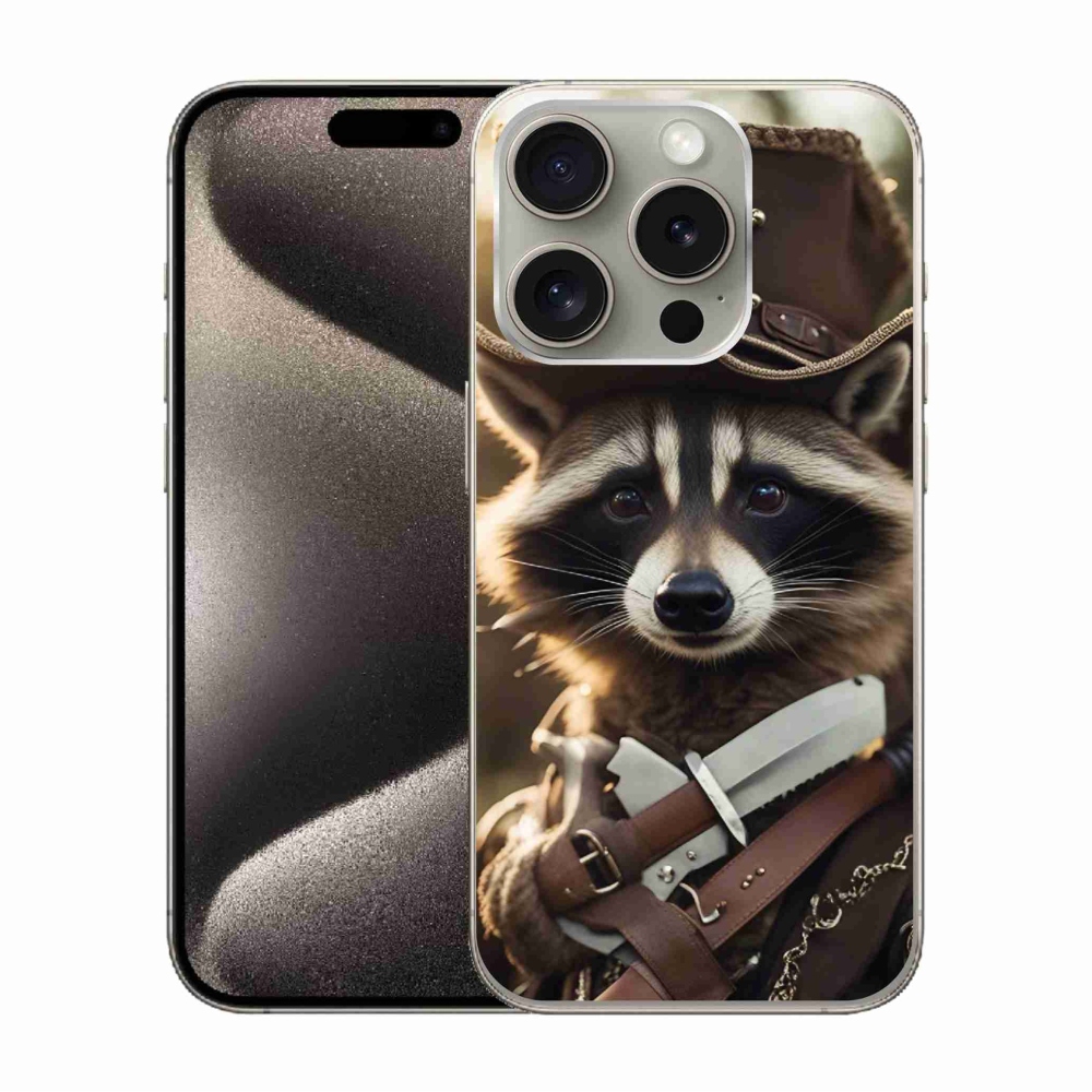 Zselés borítás mmCase iPhone 15 Pro készülékhez - mosómedve egyenruhában