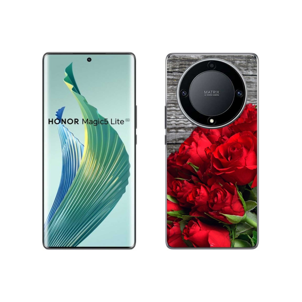 Gél borítás mmCase a Honor Magic 5 Lite 5G készülékhez - piros rózsa