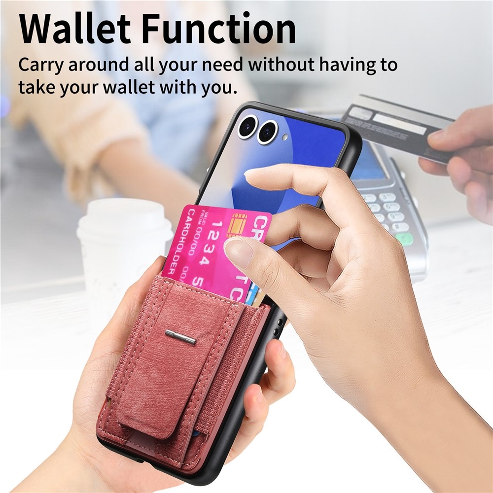 Luxus műanyag borítás műbőrrel a Samsung Galaxy Z Flip7 5G készülékre - rózsaszínű