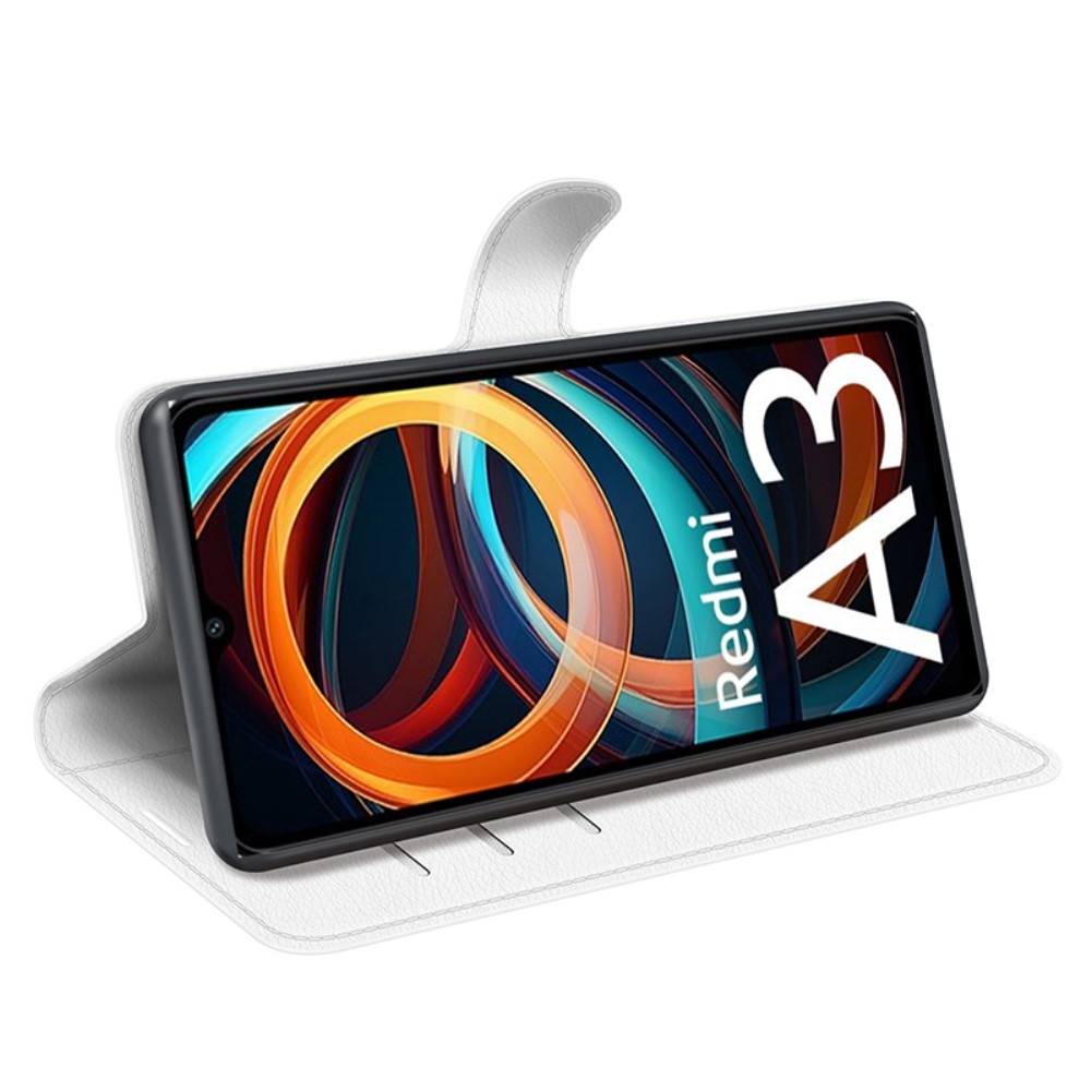 Litchi könyv tok Xiaomi Redmi A3-hoz - fehér