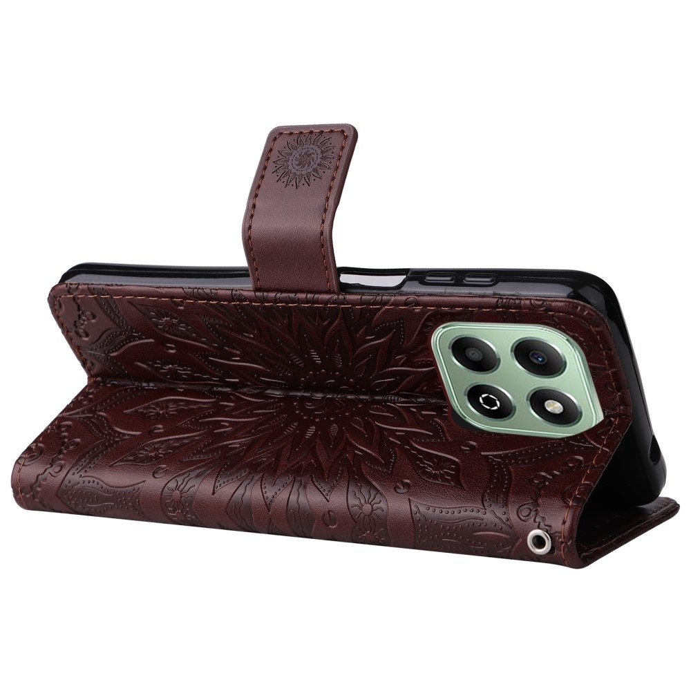 Napraforgó könyvtáska Honor X6b készülékhez - barna