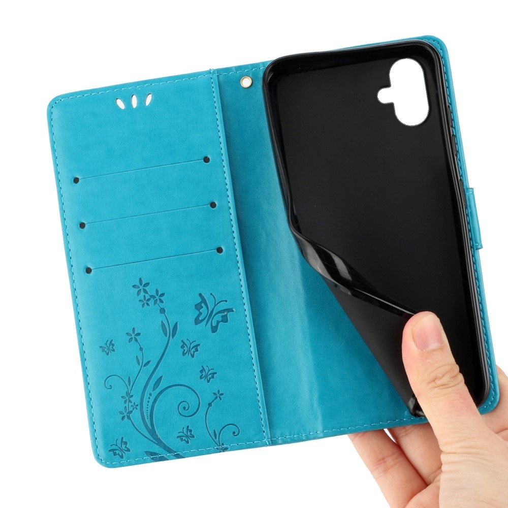 Virágok könyv tok Samsung Galaxy A06 4G - kék