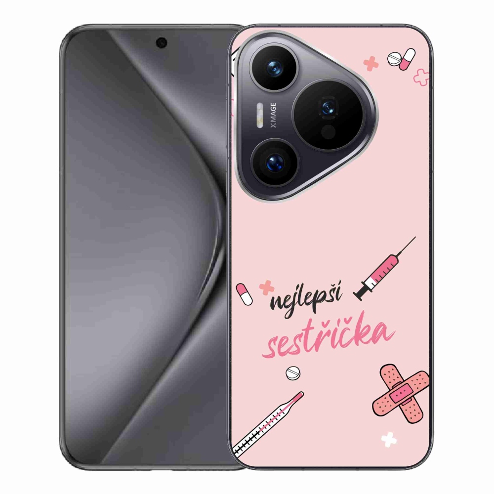 Gél borító mmCase a Huawei Pura 70 Pro - legjobb kishúg rózsaszín háttérrel