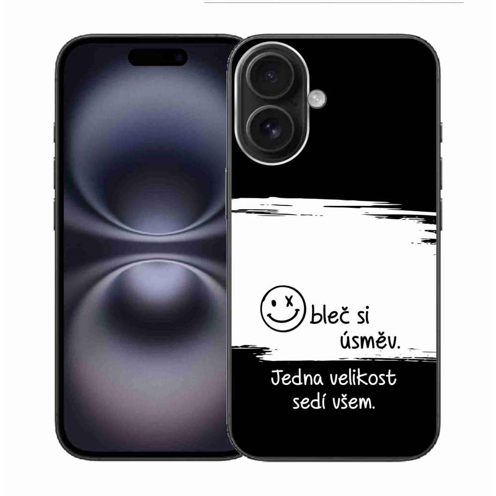 Gél borító mmCase iPhone 16-hoz - vicces szöveg 8 fehér és fekete háttérrel