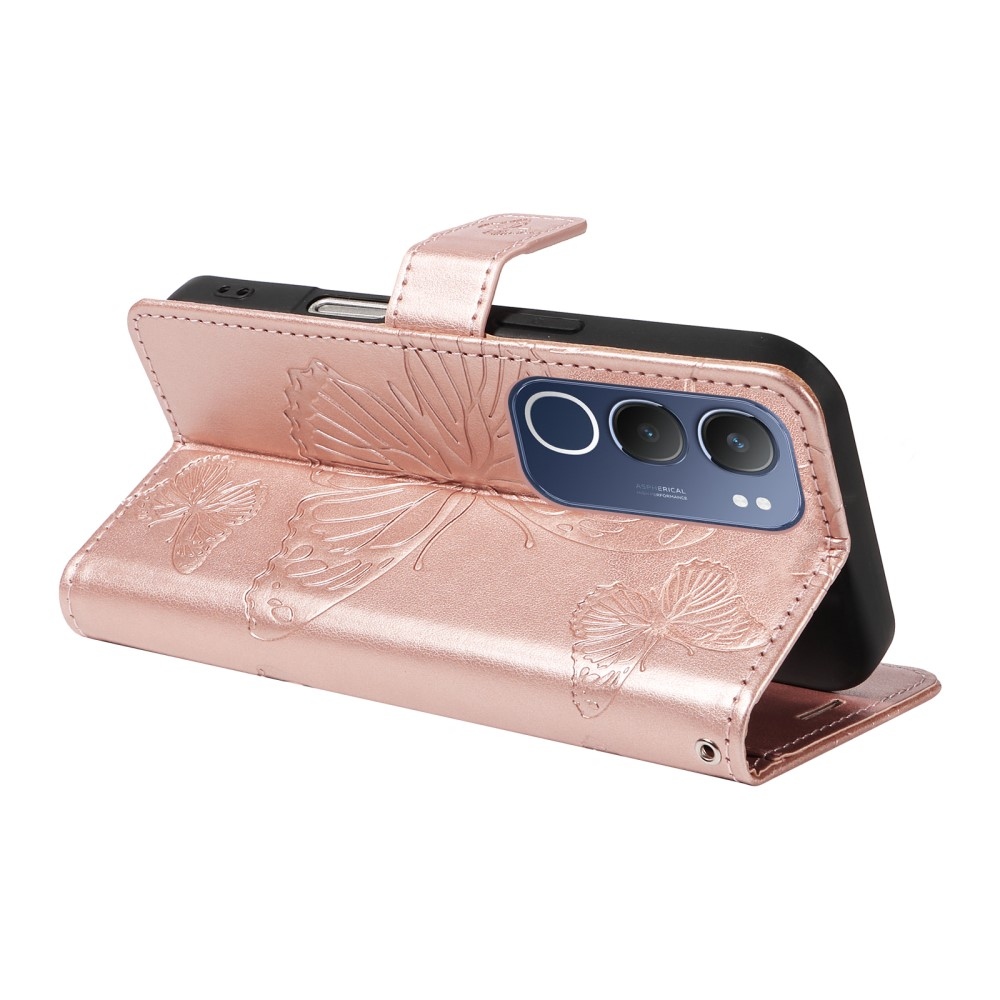 Nagy pillangó könyv tok a Vivo Y19s készülékhez - rózsaarany