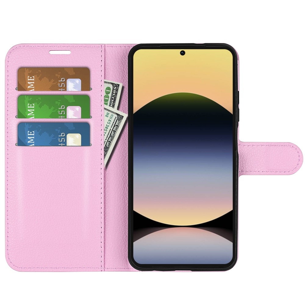 Litchi könyv tok Xiaomi Redmi Note 14S-hez - rózsaszínű