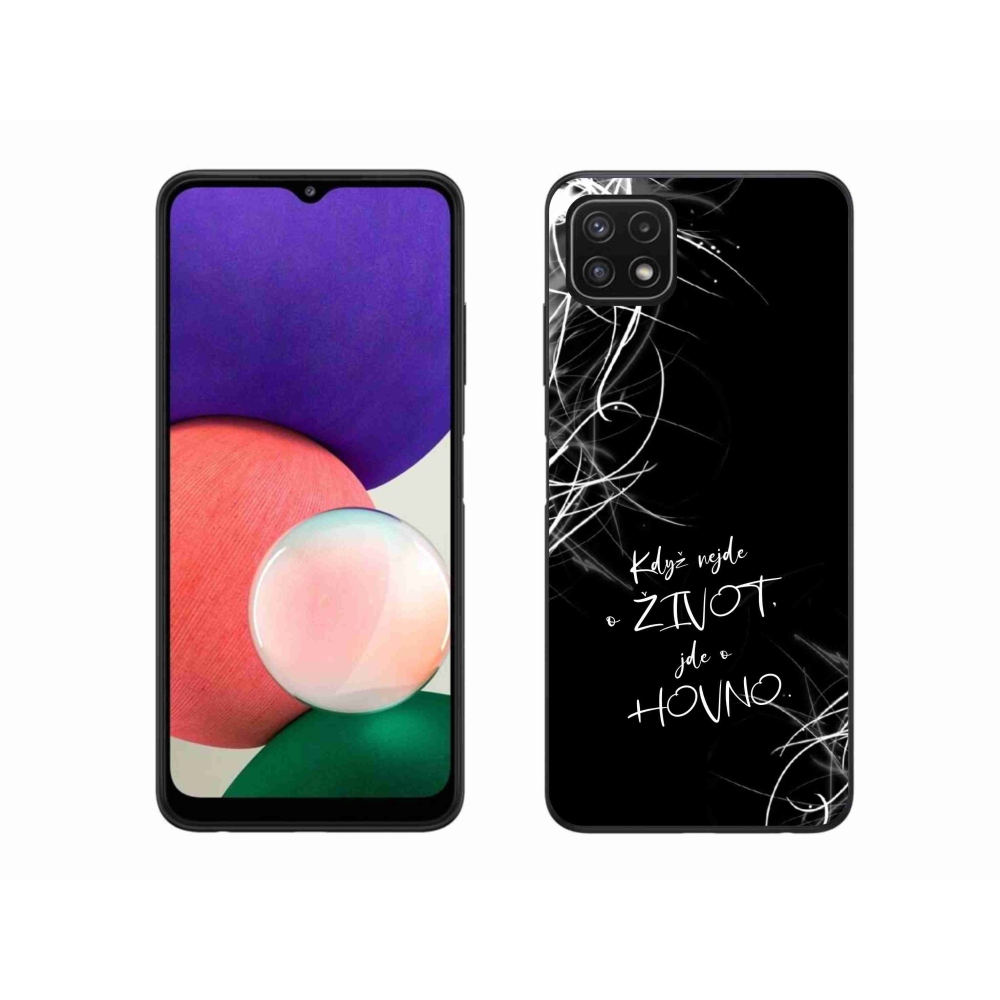 Gél borító mmCase Samsung Galaxy A22 5G - vicces szöveg 16 fekete háttér