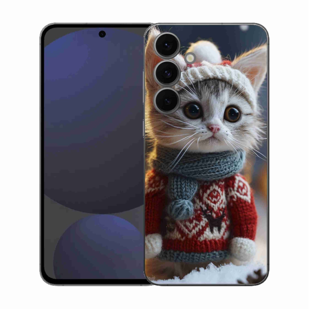 Gél borítás mmCase Samsung Galaxy S25 FE készülékhez - cica pulóverben