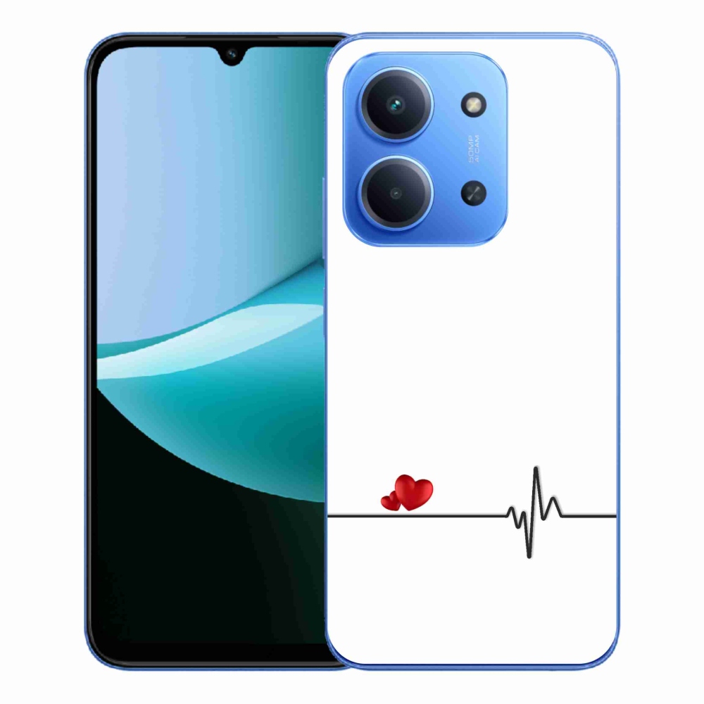 Gél borító mmCase a Xiaomi Redmi 15C 4G/5G (173mm) - szív és szívverés fehér háttérrel
