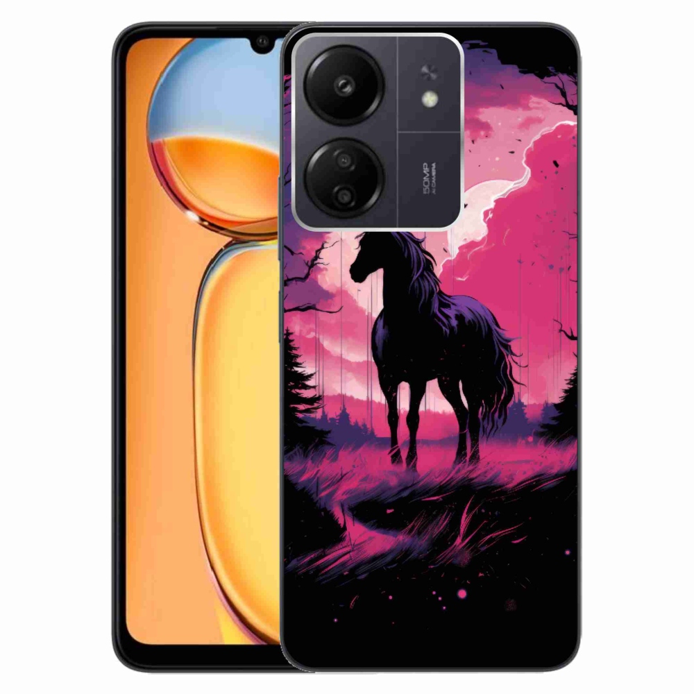 Gél borítás mmCase a Xiaomi Poco C65/Redmi 13C - fekete rajzfilm ló 1