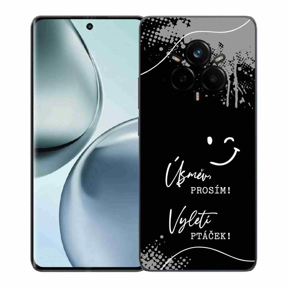 Gél borító mmCase a Realme 14 Pro+ 5G számára - vicces szöveg 4 fekete háttér