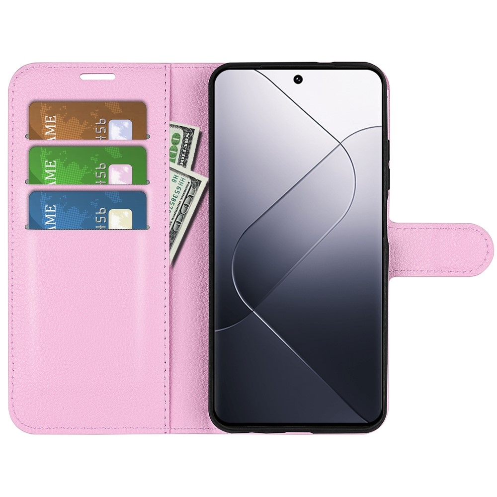 Litchi könyv tok a Xiaomi 14-hez - rózsaszínű