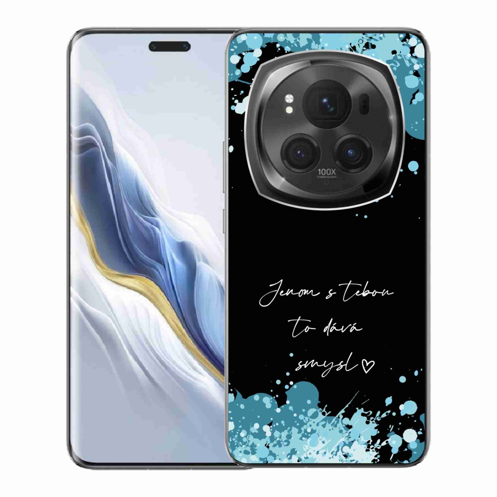 Gél borító mmCase a Honor Magic 6 Pro 5G készülékhez - szerelmes szöveg fekete háttérrel