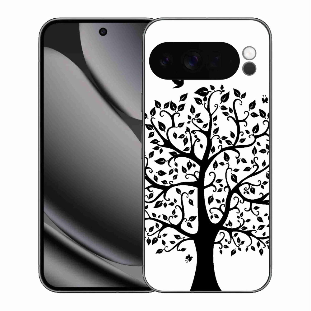 Zselés borítás mmCase a Google Pixel 10 Pro XL-hez - fekete és fehér fa