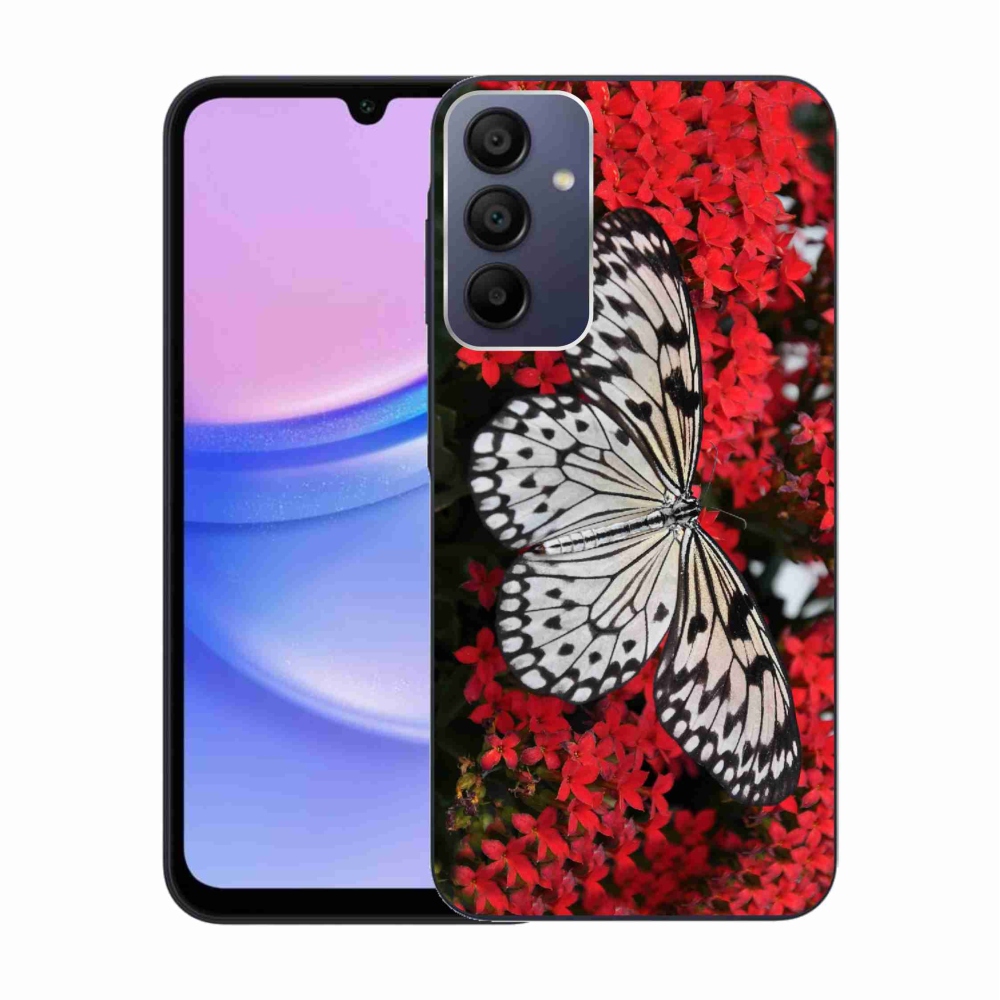 Gél védőhuzat mmCase Samsung Galaxy A15 4G/5G - fekete-fehér pillangó 1