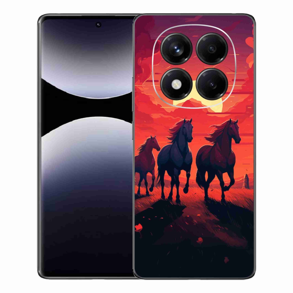 Gél borítás mmCase a Xiaomi Redmi Note 14 Pro számára - lovak és naplemente