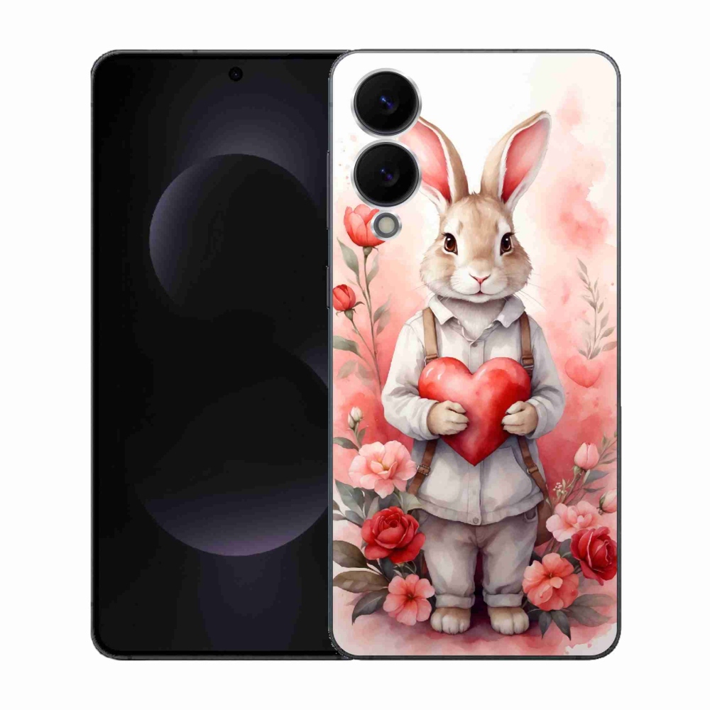 Gél borítás mmCase Samsung Galaxy S25 Edge készülékhez - nyúl szívvel