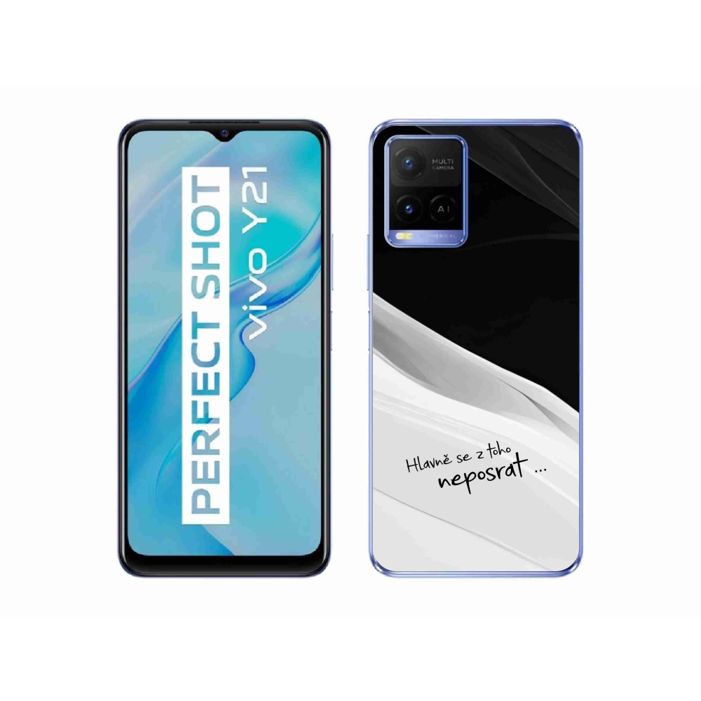 Gél borító mmCase a Vivo Y21/Y21s/Y33s készülékhez - vicces szöveg 13 fekete és fehér háttérrel