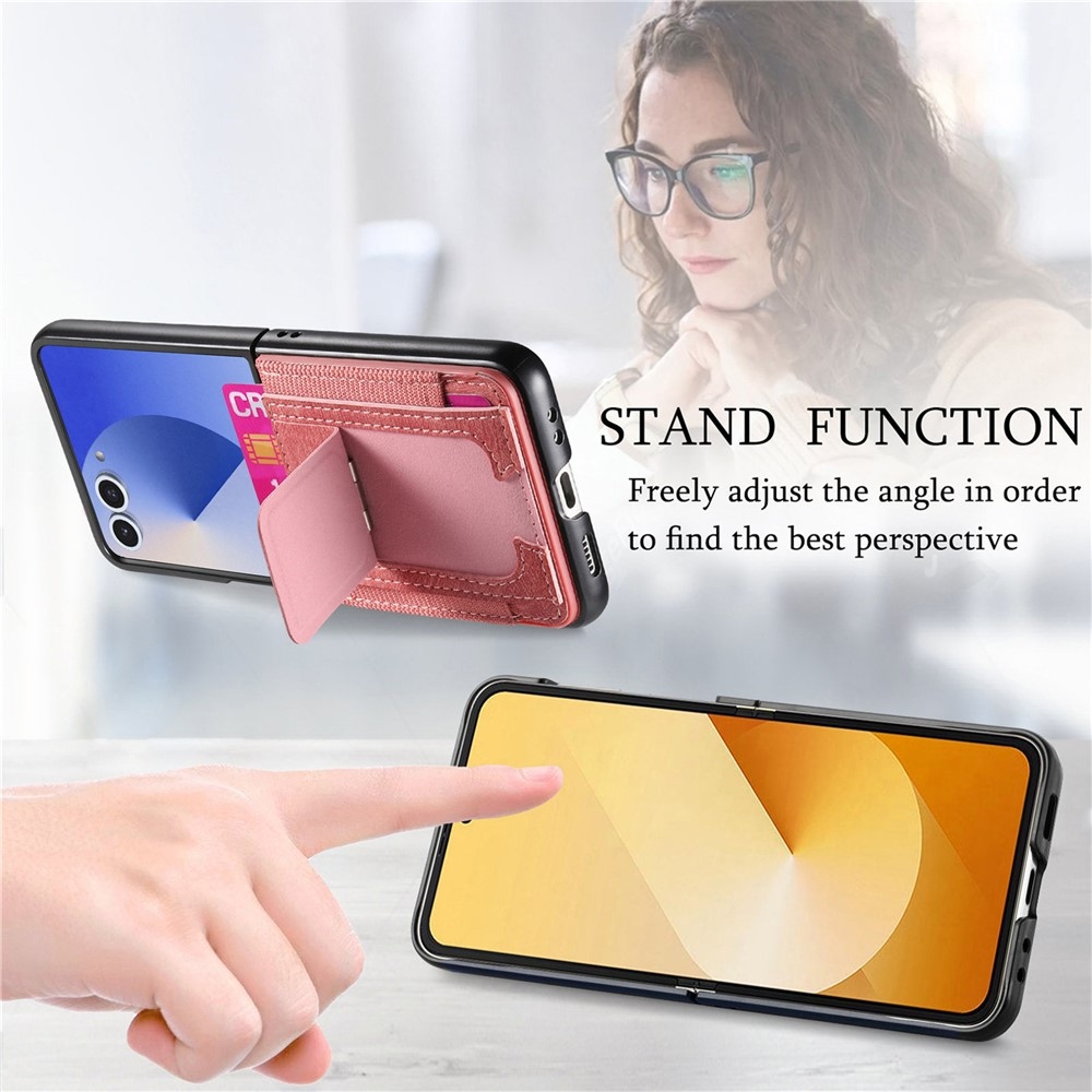 Luxus műanyag borítás műbőrrel a Samsung Galaxy Z Flip7 5G készülékre - rózsaszínű