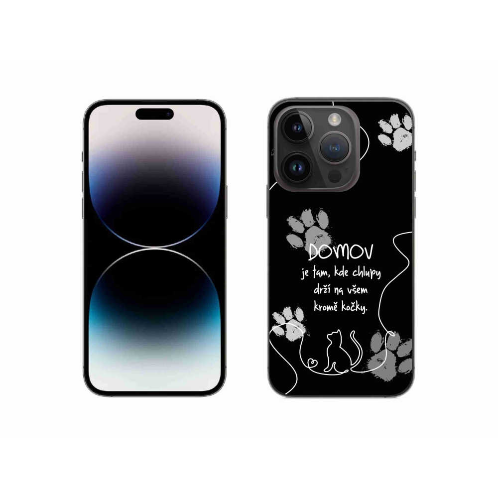 Gél borítás mmCase iPhone 14 Pro 6.1 készülékhez - macska motívum fekete háttérrel