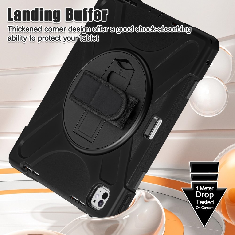 Strap Tartós hibrid borító pánttal iPad Pro 13 (2024) - Fekete