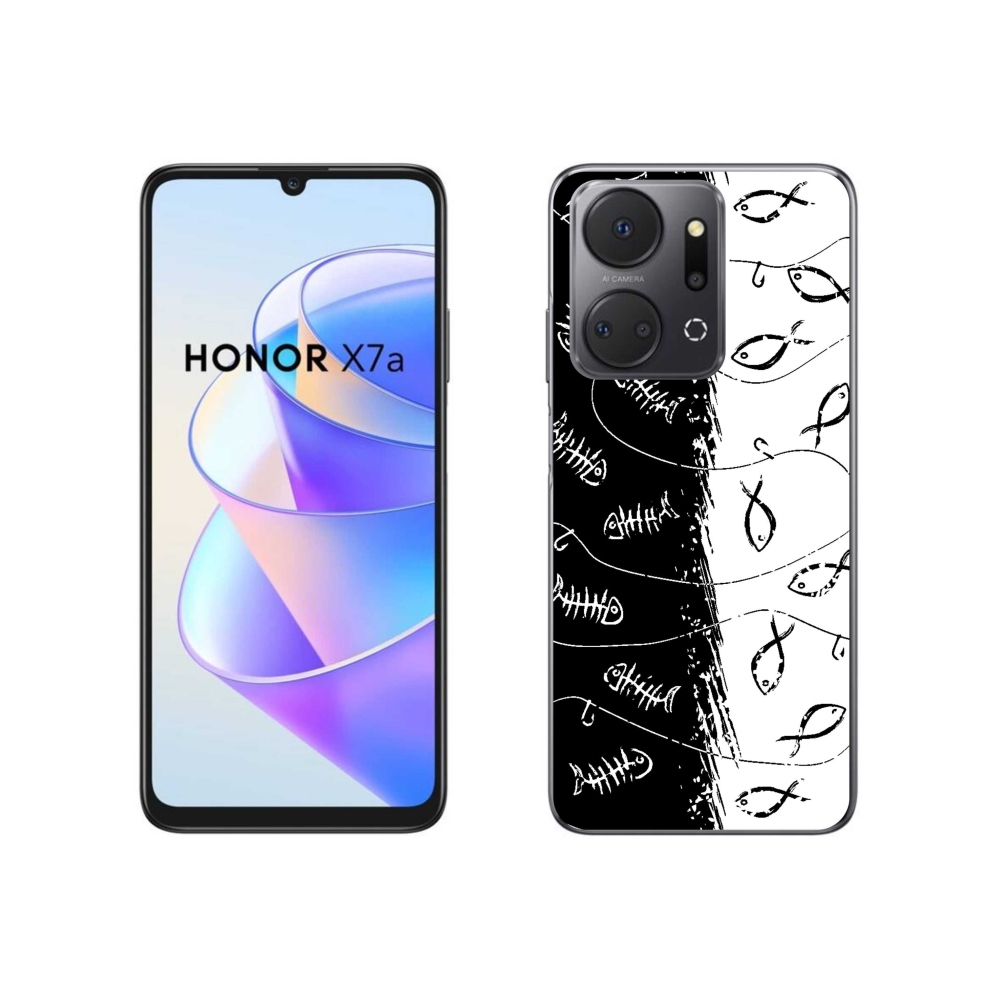 Zselés borítás mmCase a Honor X7a számára - csontvázak és halak