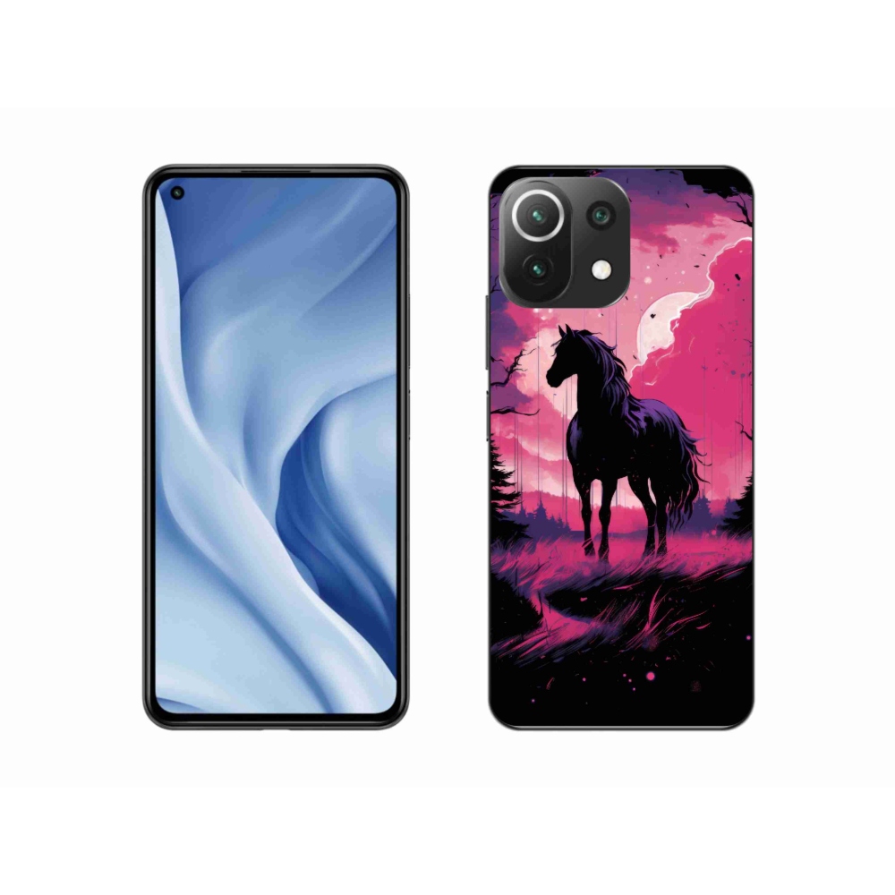 Gél borító mmCase a Xiaomi 11 Lite 5G NE számára - fekete rajzfilm ló 1