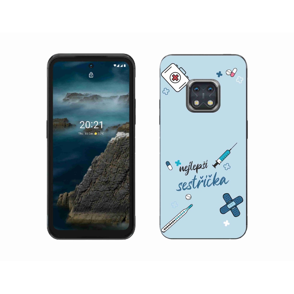 Gélborítás mmCase a Nokia XR20-on - a legjobb kishúg kék háttere