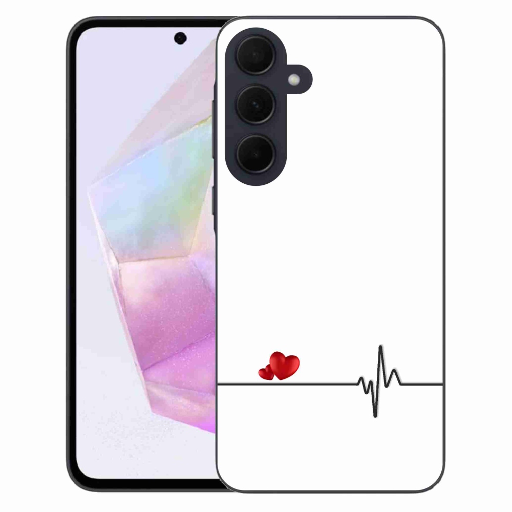 Gél borító mmCase Samsung Galaxy A35 5G - szív és szívverés fehér háttérrel