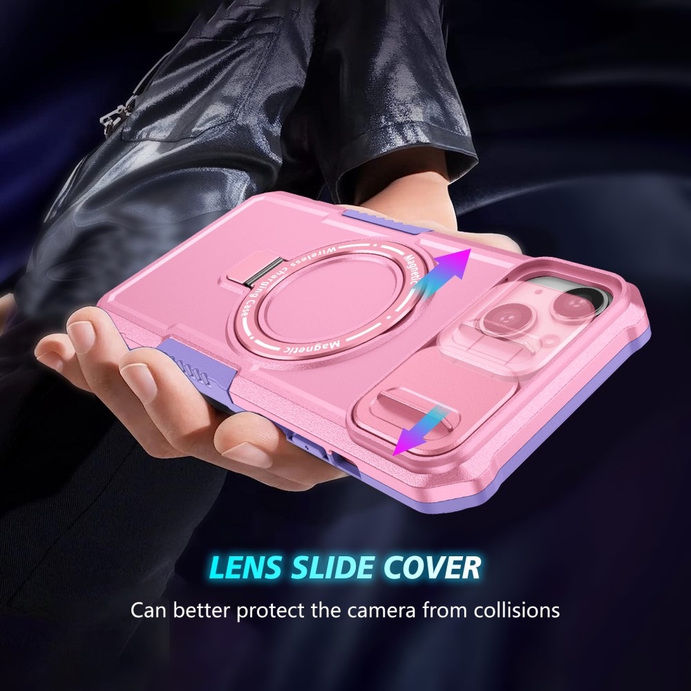 Fulcrum tartós borító kameravédelemmel és MagSafe funkcióval iPhone 14 készülékhez - lila/rózsaszín