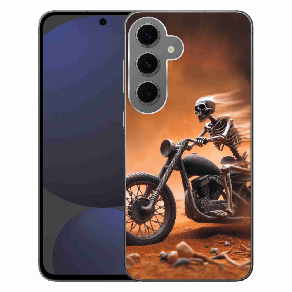 Zselés borítás mmCase Samsung Galaxy S24 FE - csontváz egy motorkerékpáron