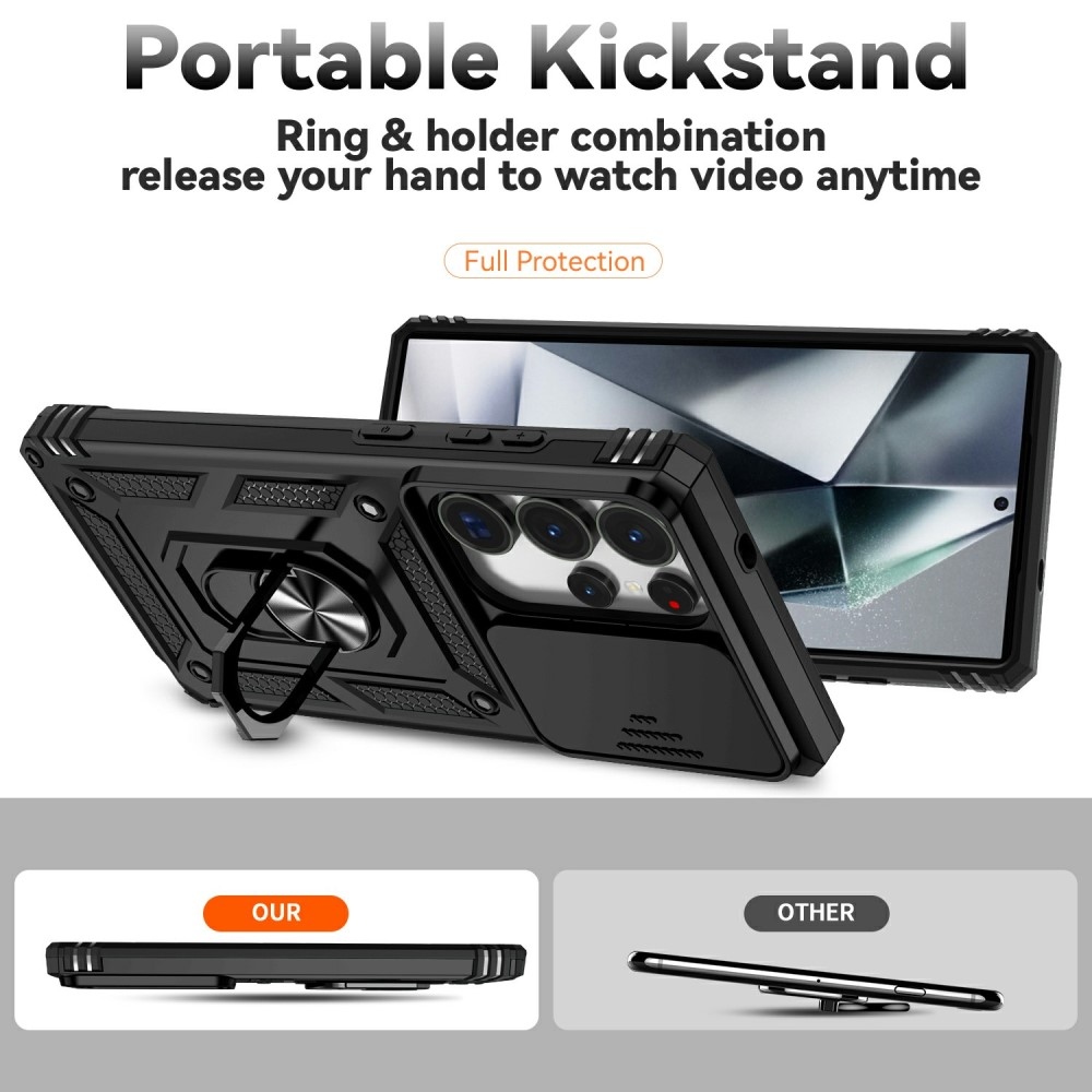 Gyűrűálló borítás Samsung Galaxy S25 Ultra készülékhez - fekete