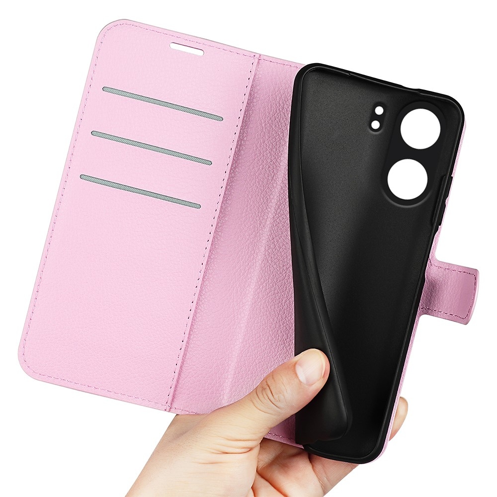Litchi könyv tok Xiaomi Poco C65/Redmi 13C - rózsaszínű
