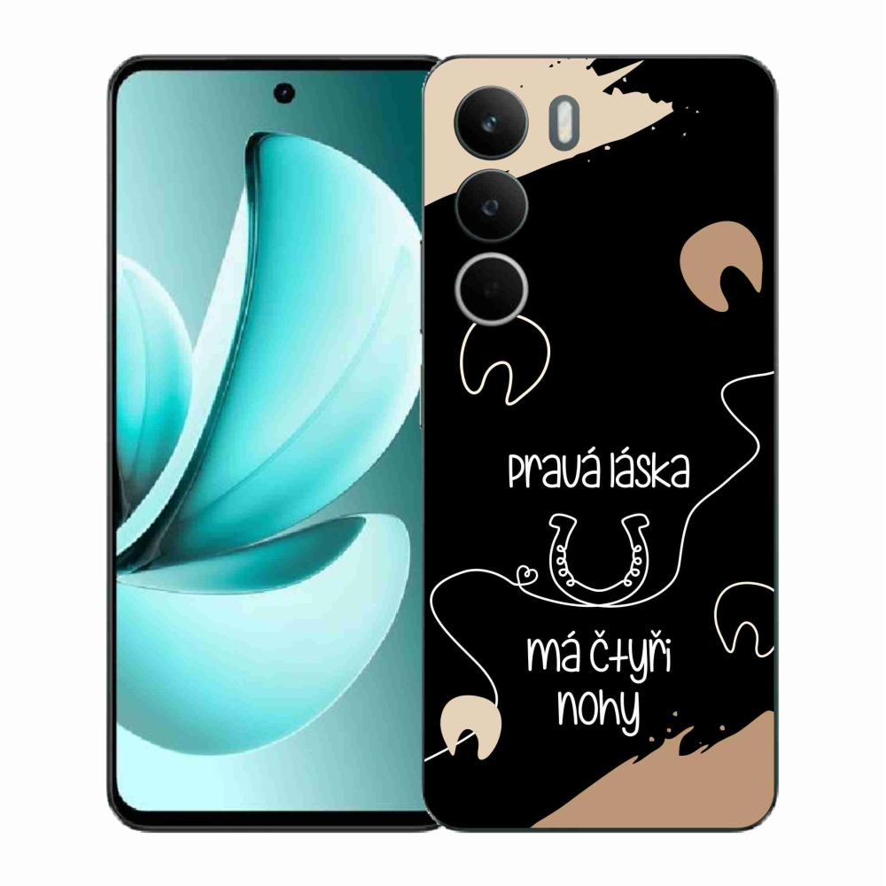 Gél borítás mmCase a Realme C71 készülékhez - ló motívum fekete háttérrel