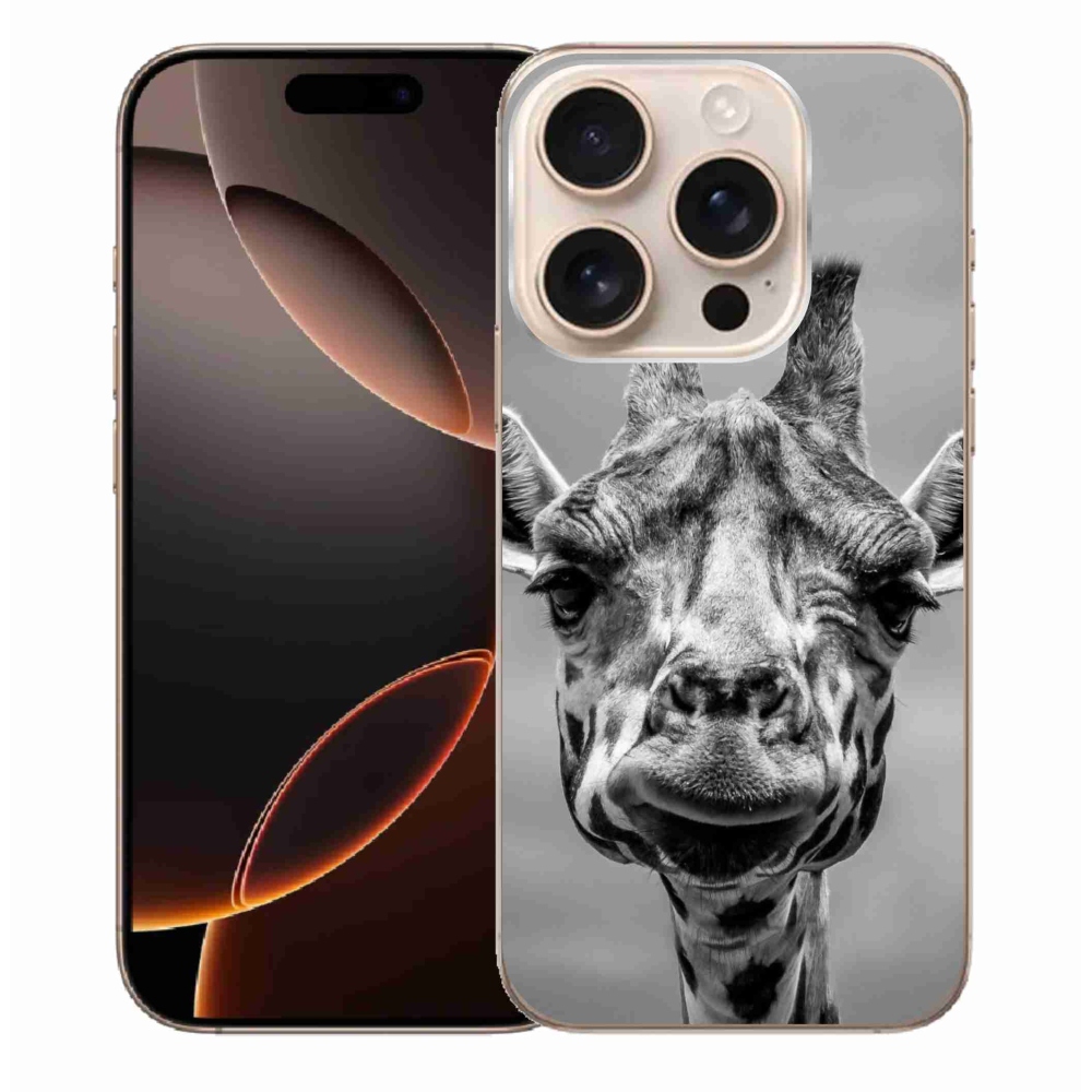 Zselés borítás mmCase iPhone 16 Pro Max készülékhez - fekete-fehér zsiráf