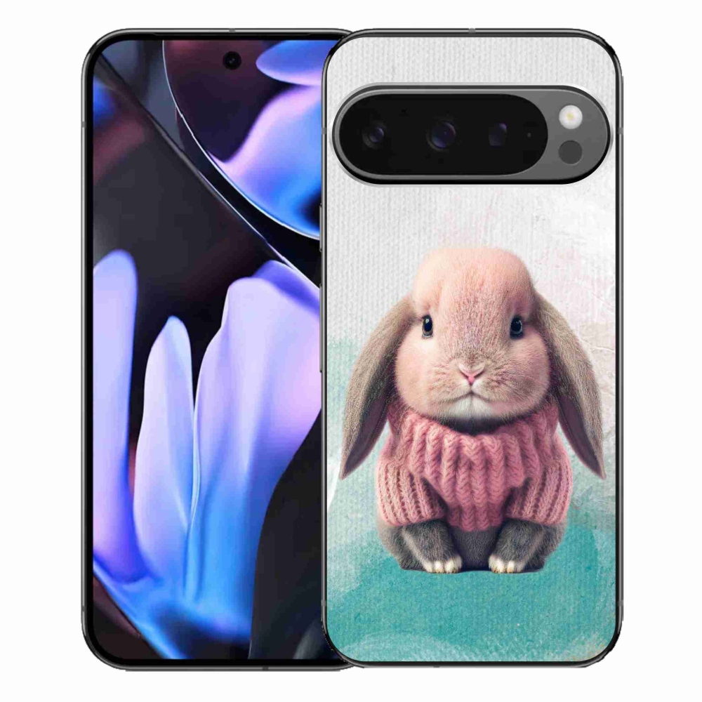 Gél borítás mmCase a Google Pixel 9 Pro XL számára - nyuszi pulóverben