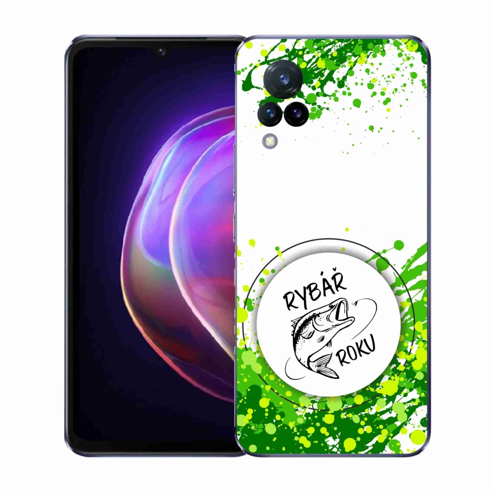 Gél borító mmCase a Vivo V21 4G/5G-n - az év horgásza fehér háttérrel