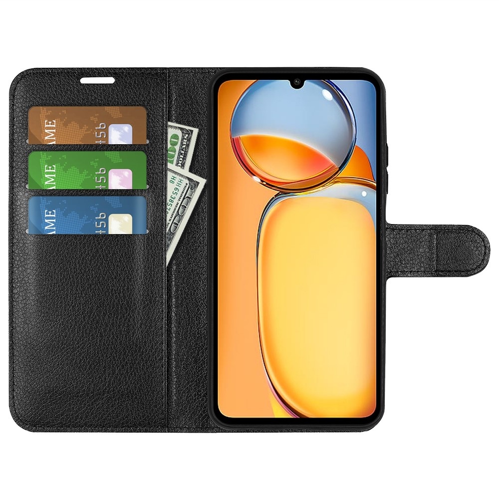 Litchi könyv tok a Xiaomi Poco C65/Redmi 13C készülékhez - fekete