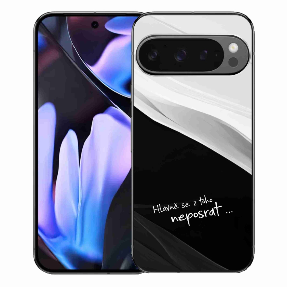 Gél borítás mmCase a Google Pixel 9 Pro XL-hez - vicces szöveg 13 fekete és fehér háttérrel