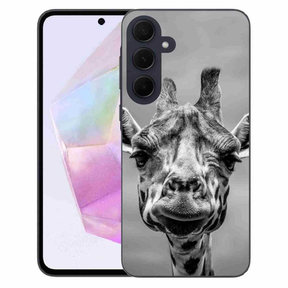 Zselés borítás mmCase Samsung Galaxy A35 5G - fekete-fehér zsiráfhoz