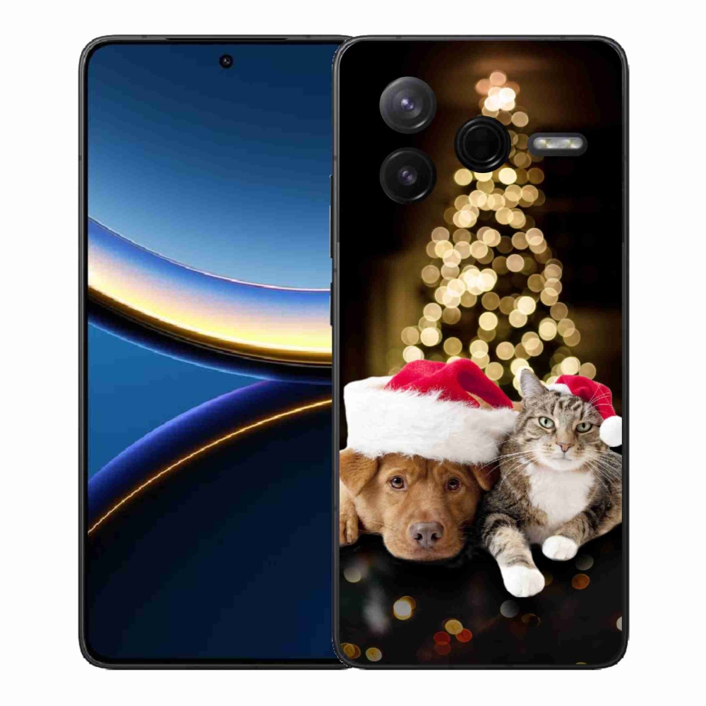 Gél borítás mmCase a Xiaomi Poco F7 Pro számára - Karácsonyi kutya és macska