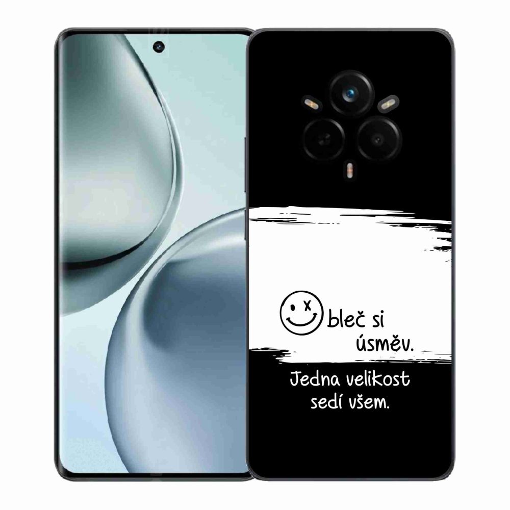 Gél borító mmCase a Realme 14 Pro 5G készülékhez - vicces szöveg 8 fekete-fehér háttérrel