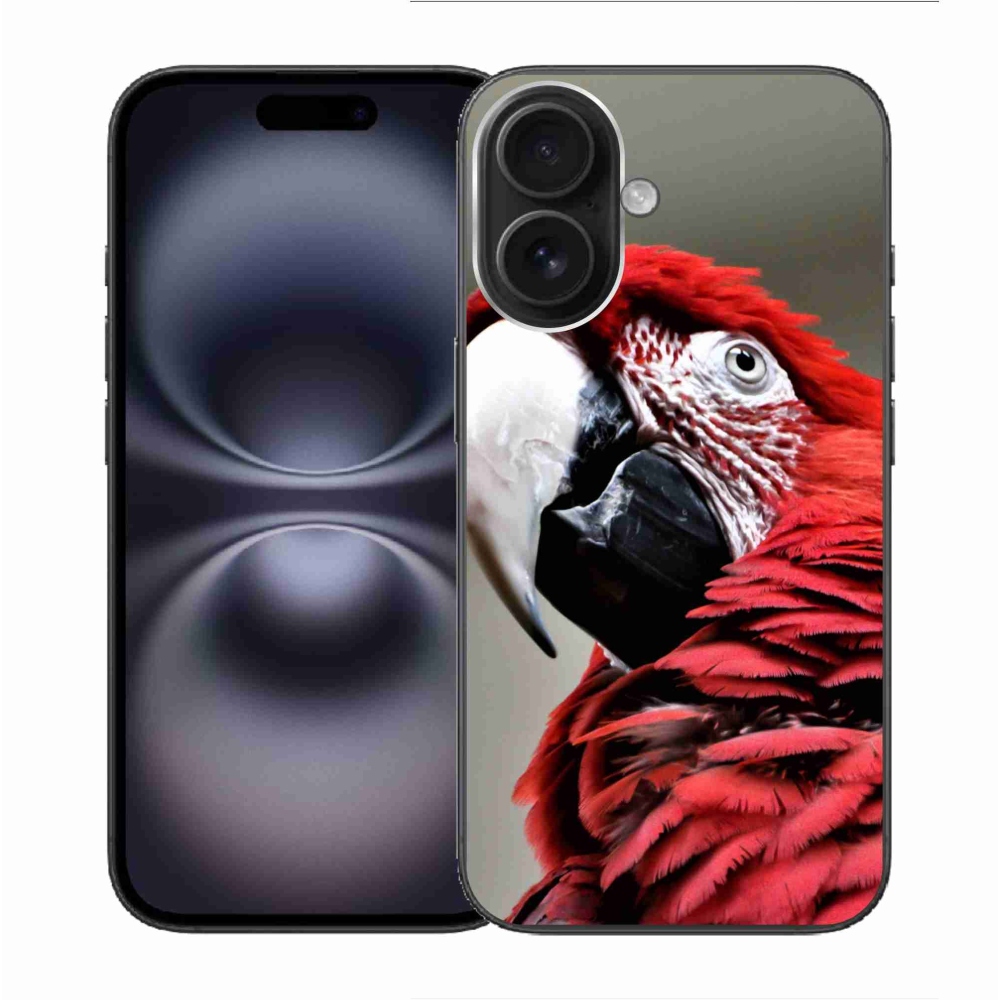 Gél tok mmCase iPhone 16 készülékhez - papagáj ara piros