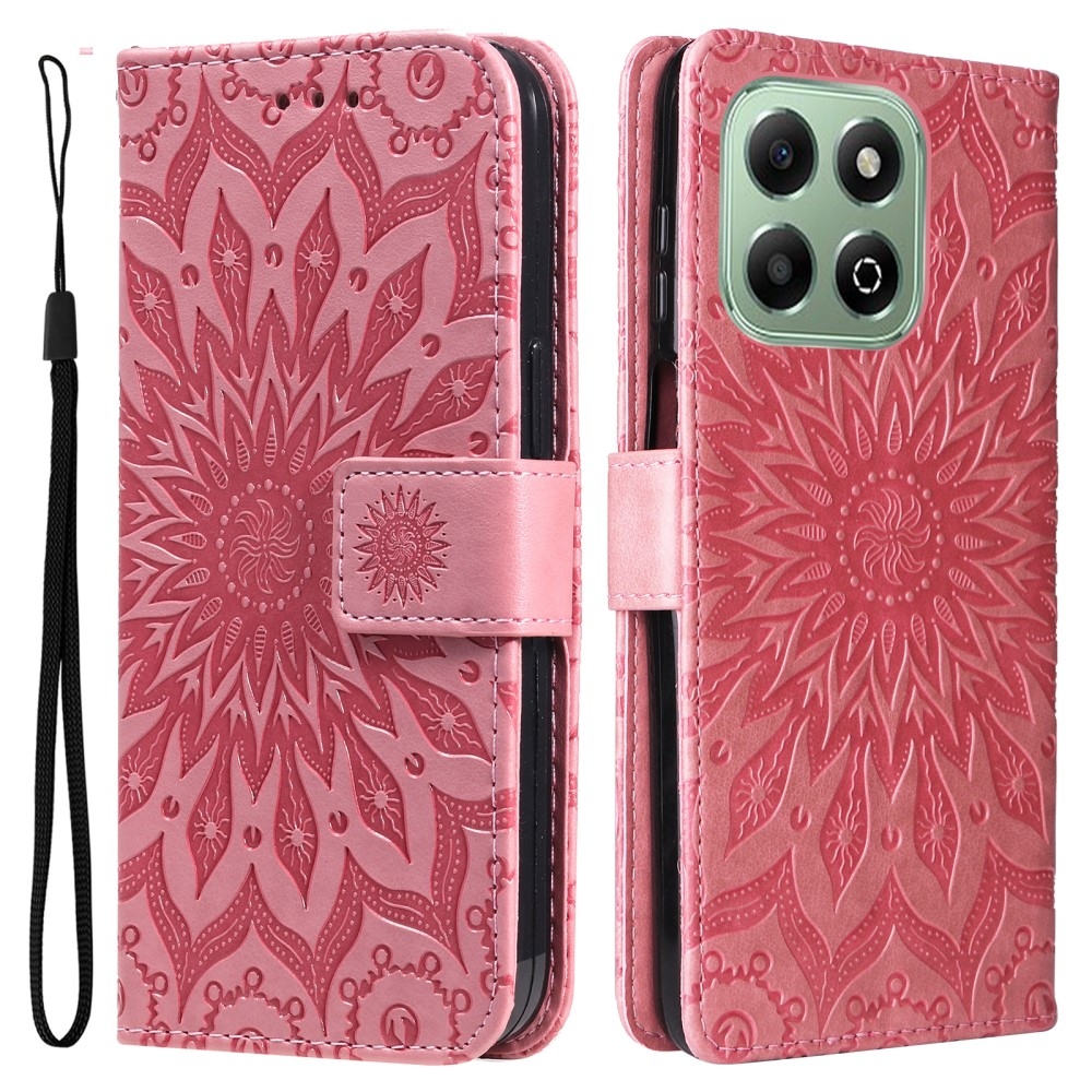 Napraforgó könyvtáska Honor X6b készülékhez - rózsaszín