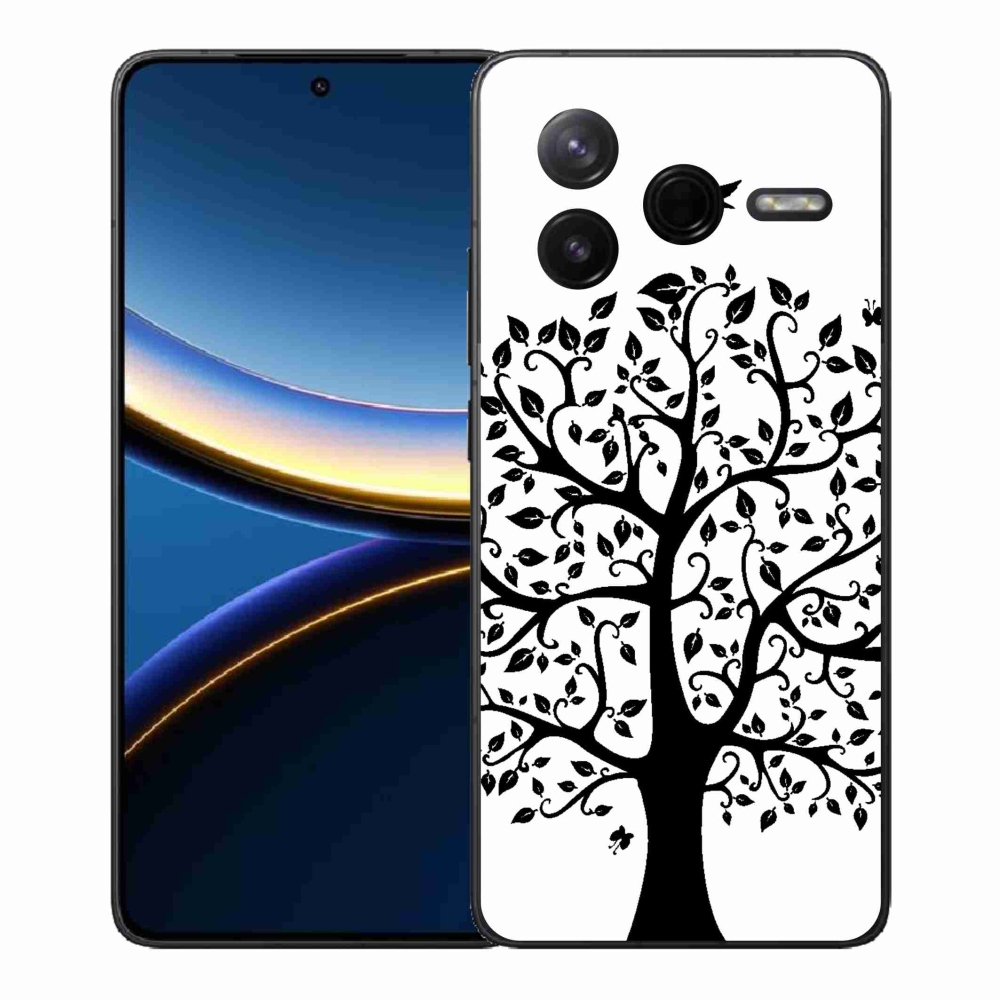 Gél borítás mmCase a Xiaomi Poco F7 Pro számára - fekete és fehér fa