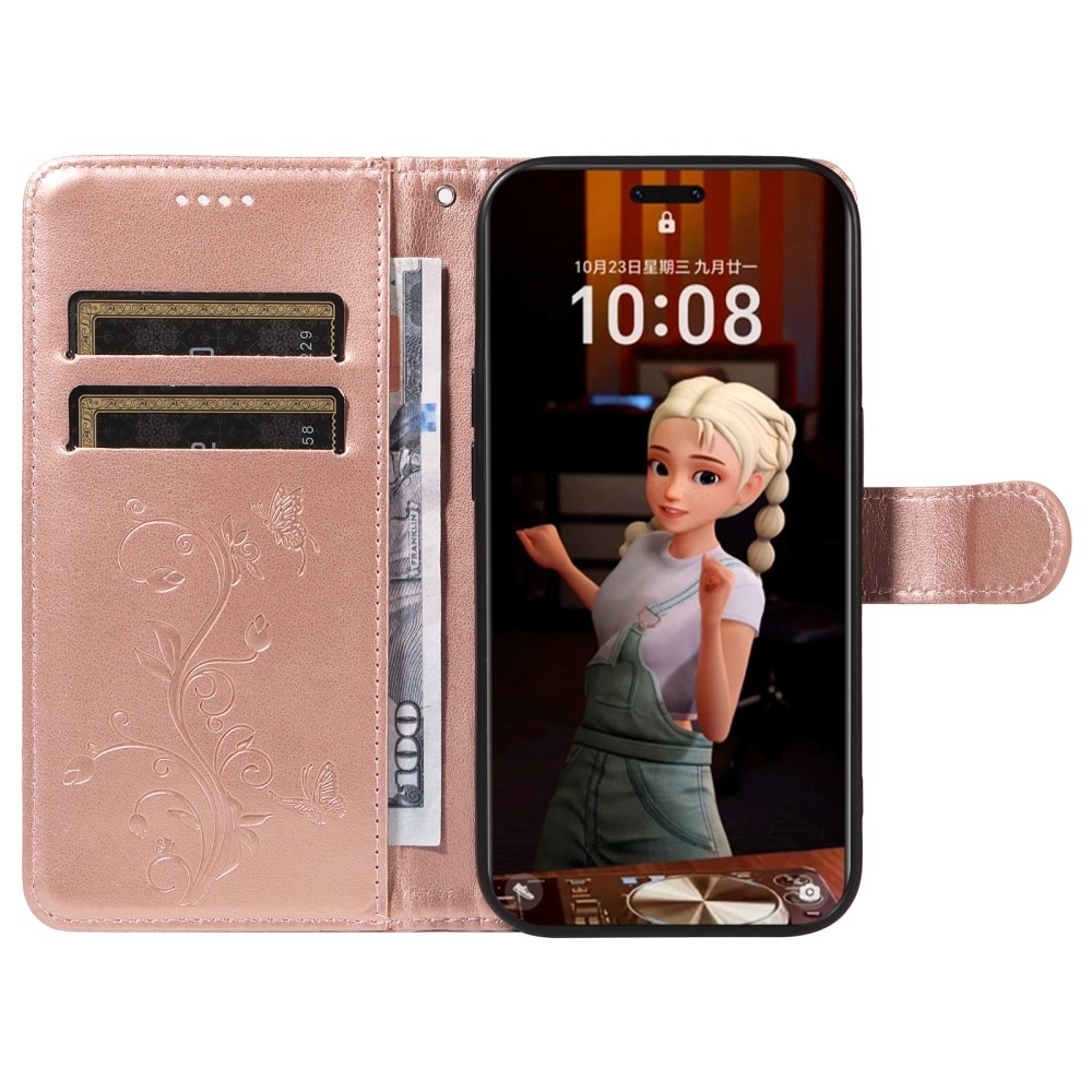 Virágos könyv tok a Honor Magic 7 Pro 5G készülékhez - rózsaarany színű