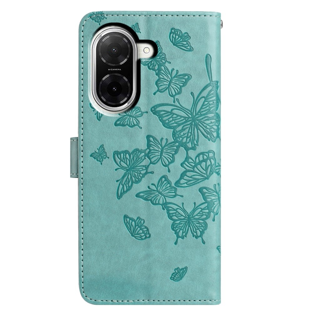 Virágos pillangó könyv tok Xiaomi Redmi A5 (171.7x77.8x8.3mm) - teal színű