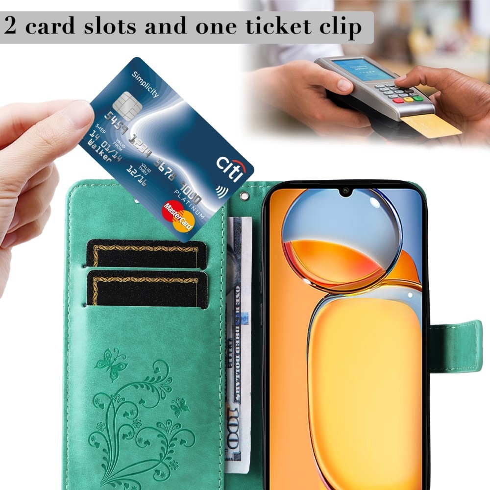 Nagy pillangó könyvtáska Xiaomi Poco C65/Redmi 13C - teáskék színben