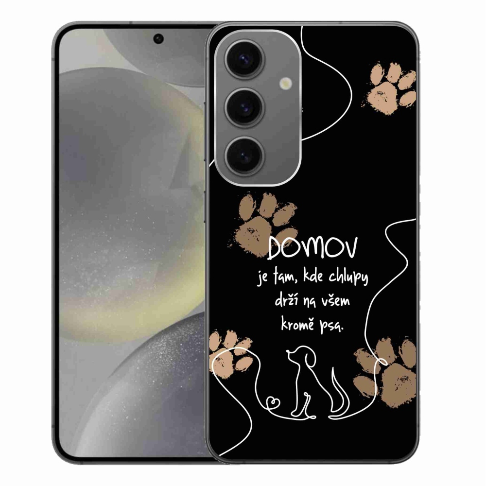 Gél borítás mmCase Samsung Galaxy S24+ készülékhez - kutya motívum fekete háttérrel